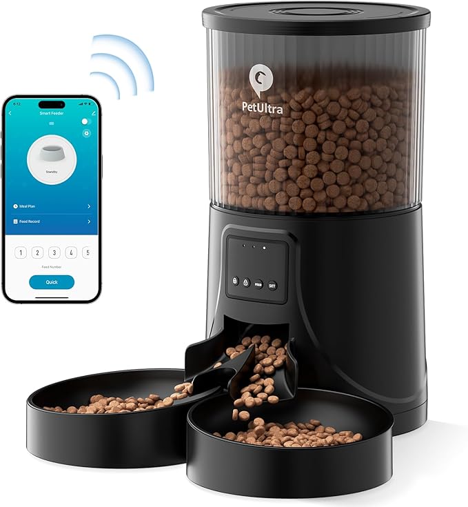 Automatic Cat Feeder for 2 Cats: 2.4Ghz WiFi Smart APP Remote Control- Timer Food Dispenser 1-10 Meals Per Day- Auto Pet Feeder for Cats and Small Dog Indoor- Detachable Clean& Dual Power-Mewly Pet