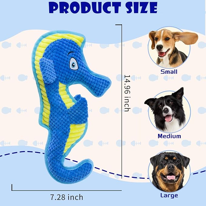 Dog Toy Squeaky Aggressive Durable Dog Toys for Dogs Chew No-Stuffed Dog Toy Interactive Hours of Fun Keep pups Busy -Green Shark,Bubble-Pressed Ultra-Soft Fabric-Mewly Pet