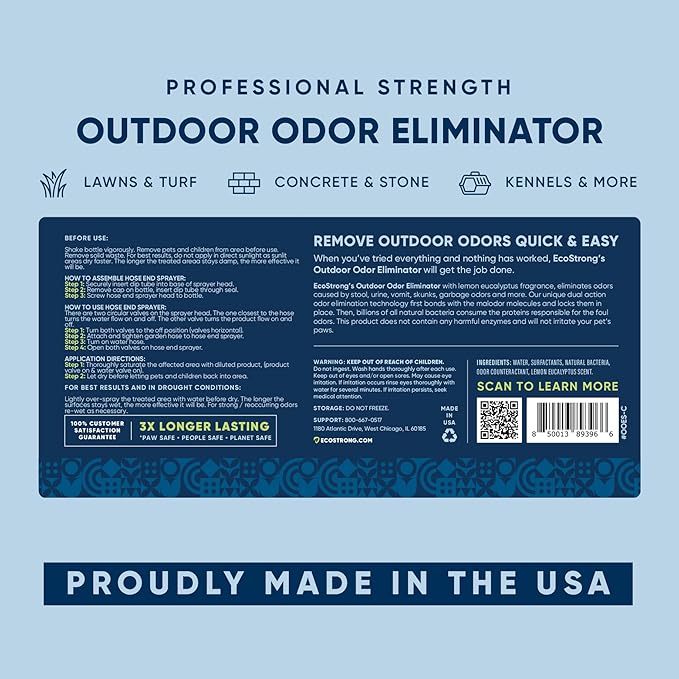 Eco Strong Outdoor Odor Eliminator Outside Dog Urine Enzyme Cleaner Powerful Pet, Cat, Animal Scent Deodorizer | Professional Strength for Yard, Turf, Kennels, Patios, Decks (160 oz Bundle w Sprayer)-Mewly Pet