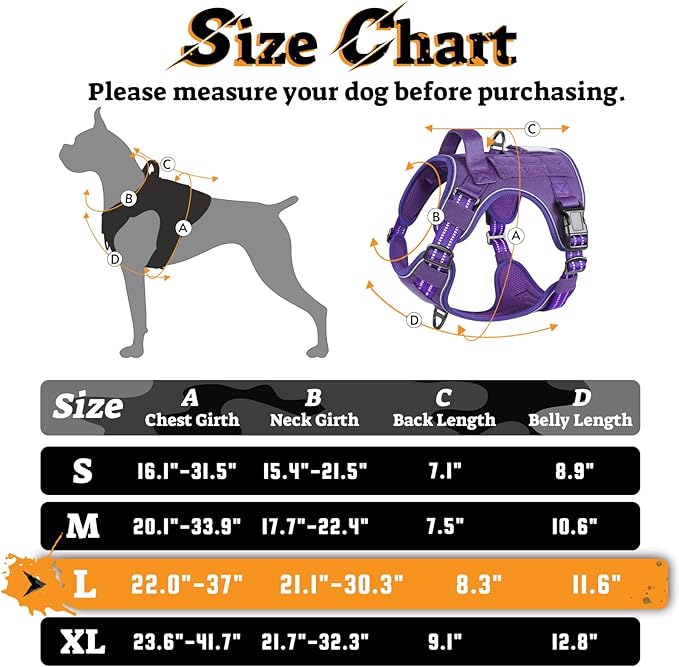 rabbitgoo Dog Harness for Large Dogs No Pull, Tactical Service Pet Vest with Molle and Control Handle, Adjustable and Reflective Military Harness for Easy Walking and Training, Purple, L-Mewly Pet