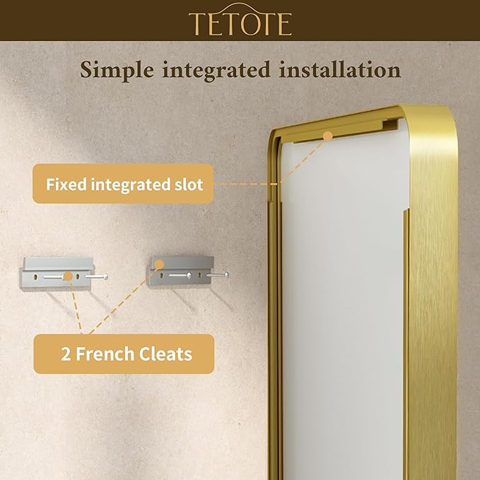TETOTE 48 x 36 Inch Gold Mirrors Brushed Gold Metal Framed Bathroom Mirror, Tempered Glass, Modern Farmhouse Wall Mounted Mirror for Decorative(Horizontal/Vertical)