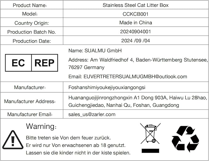 Zarler Stainless Steel Litter Box with Lid, Extra Large Cat Litter Boxes, XL Large Metal Litter Box for Big Cats with High Sided, Grey (Non-Sticky, Easy to Clean, Anti-Urine Leakage)-Mewly Pet