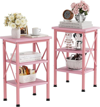 VECELO Modern Nightstands X-Design Side End Table Night Stand with Storage Shelf for Bedroom,Living Room