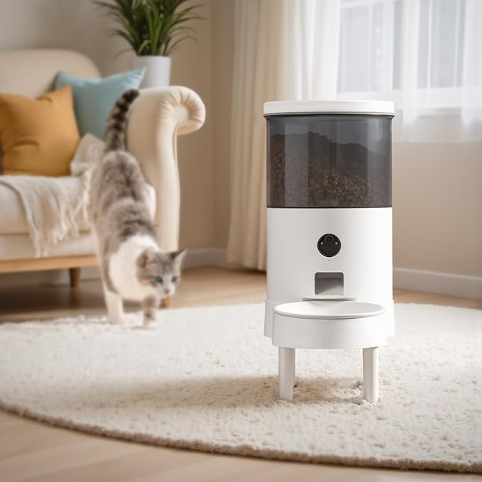 Warcat Vacuum Automatic Smart Cat Feeder with Timed Remote Control & Visual Monitoring, APP-Enabled Pet Food Dispenser for Cats, Dogs & Small Animals, Automatic Feeding Solution-Mewly Pet