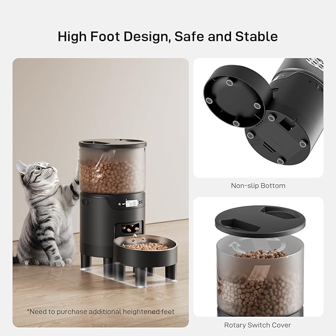 Automatic Cat Feeder: 3L Auto Food Dispenser with Timed Feeding| 6 Meal Programmable& 1-20 Portion Precise Control- Easy to Clean for Cat Indoor| Desiccant Keep Food Fresh with Staiess Bowl-Mewly Pet
