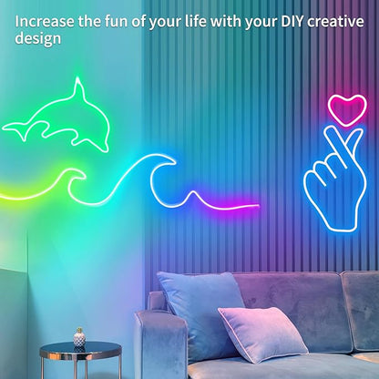 100ft LED Neon Lights 24V RGB LED Rope Lights with Remote Control APP Control IP65 Waterproof Flexible Neon LED Strip Lights for Bedroom Room Outdoors Decor (2 Rolls of 50ft)