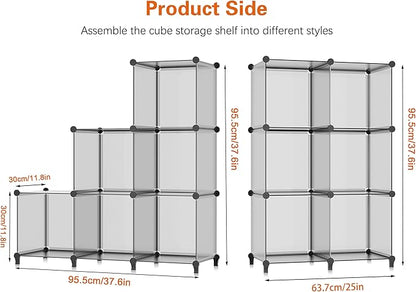 HOMIDEC 6 Light Grey Cube Storage Organizer, Modular Storage Shelf with Hammer, Cube Storage Bin Cabinet Closet Bookshelf for Living Room, Bedroom, Office, Each Cubes Size 11.8 x 11.8 inch