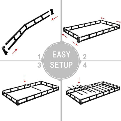 ALDRICH Low Profile Box Spring Twin Size,3 Inch Heavy Duty Metal Box Spring for Twin Bed,Mattress Foundation Non-Slip/No Noise/Easy Assembly (Twin)