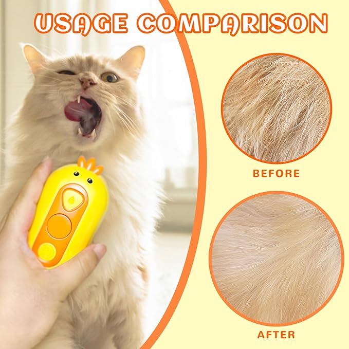 3-in-1 Rechargeable Steam Brush for Cats & Dogs - Anti-Static Spray Pet Grooming Brush with Warm Mist Massage, Hair Shedding Control, Detangling Comb & Cleaning Tool for Effective Deshedding-Mewly Pet
