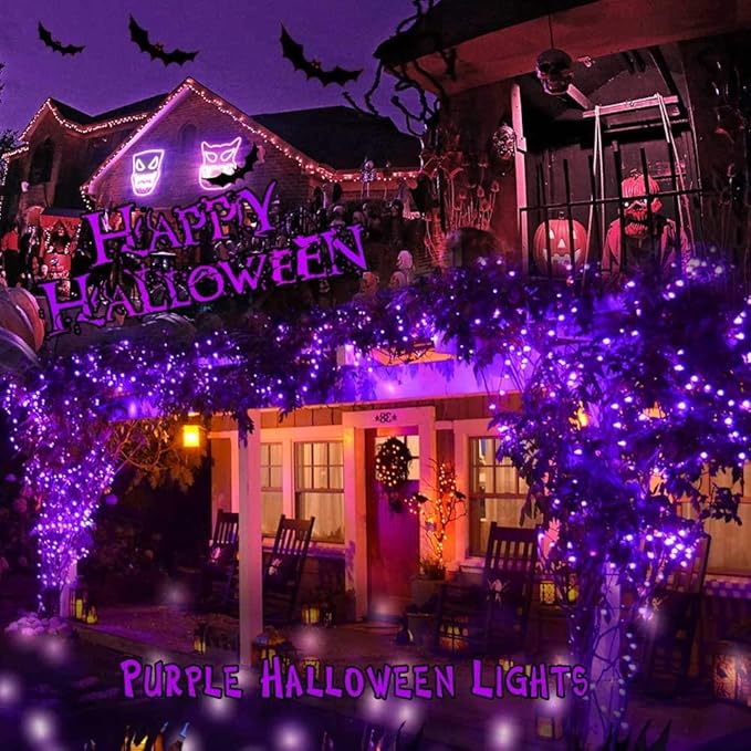 Brizled Purple Christmas Lights, 2 Pack 33ft 100 LED Christmas String Lights, 120V UL Certified Purple Halloween Light Connectable Mini Xmas Tree Light Outdoor for Halloween Xmas Party Wedding Holiday