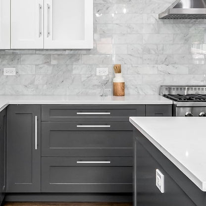 Ravinte Brushed Nickel Cabinet Handles 10 Pack 8-4/5 inch Satin Nickel Square Cabinet Pulls Silver Hardware for Kitchen Cabinets 11-3/10 inch Overall Length Stainless Steel Drawer Pulls