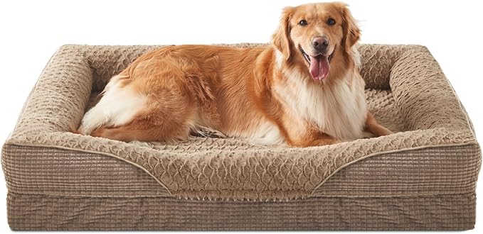 INVENHO Orthopedic Dog Beds Large Sized, XL Washable Egg-Crate Memory Foam Dog Couch with Washable Removable Cover, Waterproof Lining and Nonskid Bottom-Mewly Pet