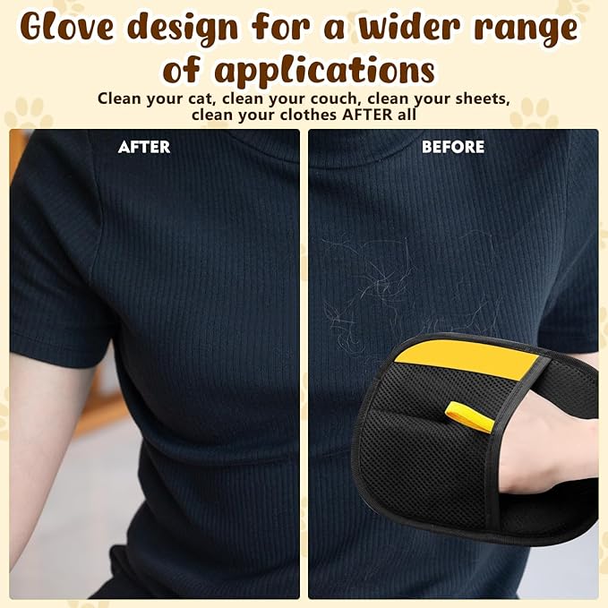 Pet Hair Removal Gloves,Electrostatic Gloves Pet Hair, Efficient Grooming Glove for Cats Dogs, Reusable Pet Hair Removal Tool for Couch, Furniture, Carpet, Curtain (3PCS)