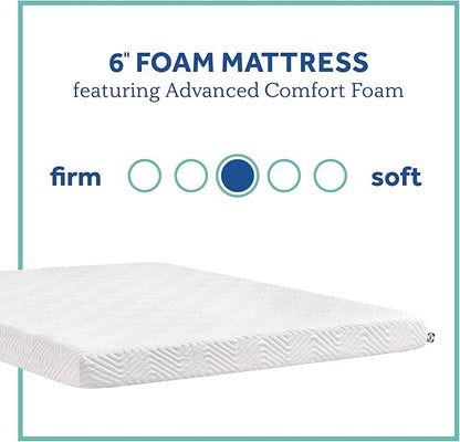 Sealy 6" Medium-Firm Adaptive Memory Foam Mattress with CopperChill Technology, Cooling Memory Foam Mattress for Pressure Relief, Twin, White