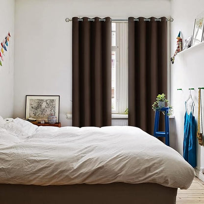 BGment Brown Blackout Curtains 84 Inch Length 2 Panels Set, Grommet Thermal Insulated Room Darkening Curtains for Bedroom, Each 46 x 84 Inch