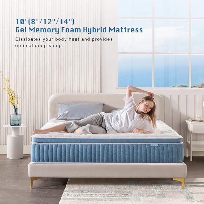 Rimensy Full Mattress, 10 Inch Hybrid Mattresses in a Box, Upgrade Individually Pocket Springs, Medium Firm