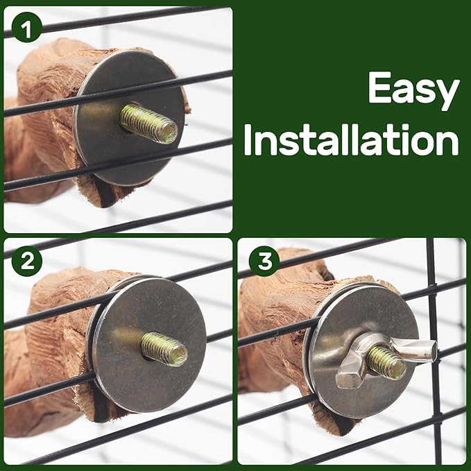 6-Piece Premium Bird Perch Stand with Natural Grape Wood Branch, Paw Grinding Fork, Chewing Stick, Cage Accessories for Parakeets, Budgies, Cockatiels, Finches, Lovebirds-Mewly Pet