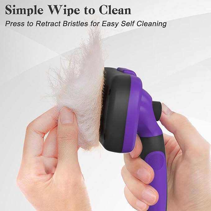 Swihauk Self Cleaning Slicker Brush for Dogs & Cats, Skin Friendly Pet Grooming for Shedding, Deshedding, and Hair Removal - Puppy Brush for Long Haired Pets, Pet Supplies, Purple-Mewly Pet