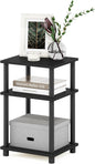 Furinno JUST Side Table, 3-Tier End Table, Open Shelves Night Stand, Bedside Table, Toolless Assembly, for Living Room, Bedroom, Bathroom, Americano