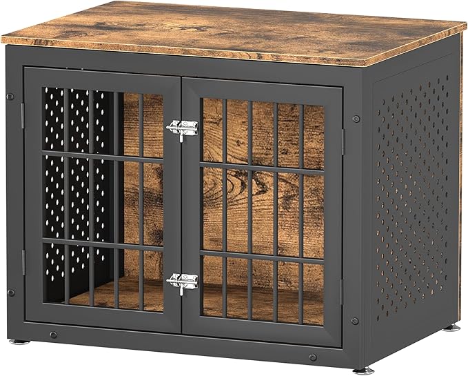 32" Heavy Duty Dog Crate Furniture for Small and Medium Dogs, Metal Kennel for High Anxiety Dogs, Chew Proof Pet Cage Indoor, Decorative Dog Kennel End Table-Mewly Pet
