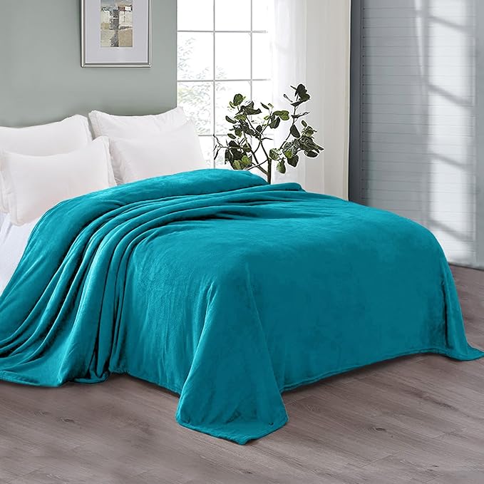 Exclusivo Mezcla Fleece Blanket Twin Size for Bed, Super Soft and Warm, All Season Use, Cozy, Plush, Lightweight, 90x66 Inches, Teal
