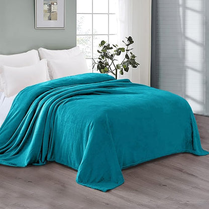 Exclusivo Mezcla Fleece Blanket Twin Size for Bed, Super Soft and Warm, All Season Use, Cozy, Plush, Lightweight, 90x66 Inches, Teal