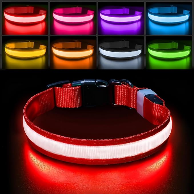 PcEoTllar Light up Dog Collar for Night Walking - LED Dog Collar Light Rechargeable Color Changing, Glow in The Dark Dog Collars Waterproof Glowing Dog Collars for Large Small Medium Dogs-Mewly Pet