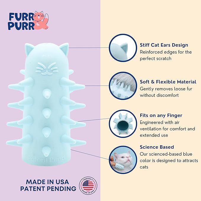 Furr&Purr Cat Brush Set for Indoor Cats - Grooming Tools: Face Scratcher, Calming Massager, and Scratching Pad (2-Pack, Made in the USA)-Mewly Pet