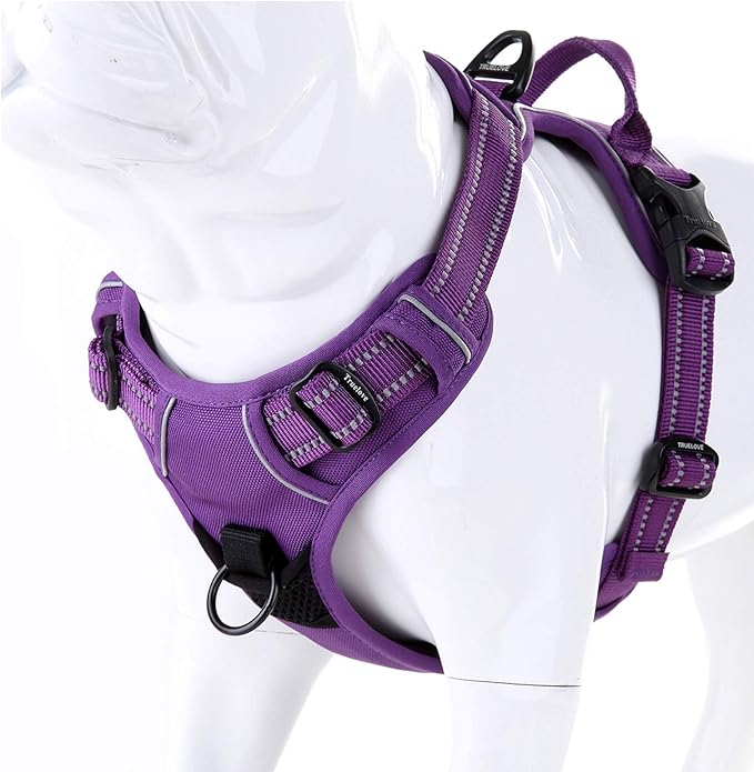 Truelove No Pull Dog Harness with Easy Control Handle and 2 Leash Attachments,Reflective Adjustable Pet Vest-Mewly Pet
