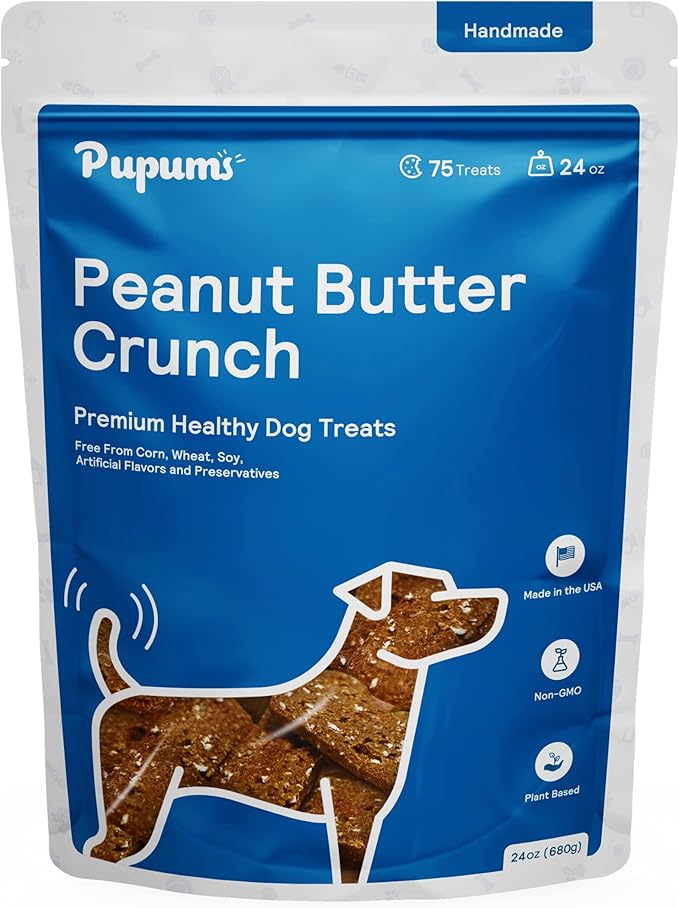 Peanut Butter Crunchy Dog Treats Natural Human Grade Non-GMO Dog Biscuits Made in USA (24oz)-Mewly Pet