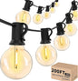 Svater Outdoor String Lights 200 FT, Patio Lights with 104 Shatterproof LED Bulbs, Commercial Grade Waterproof Plastic Hanging Light for Bistro Backyard Cafe Market, Warm White 2700K (2 X 100 FT)