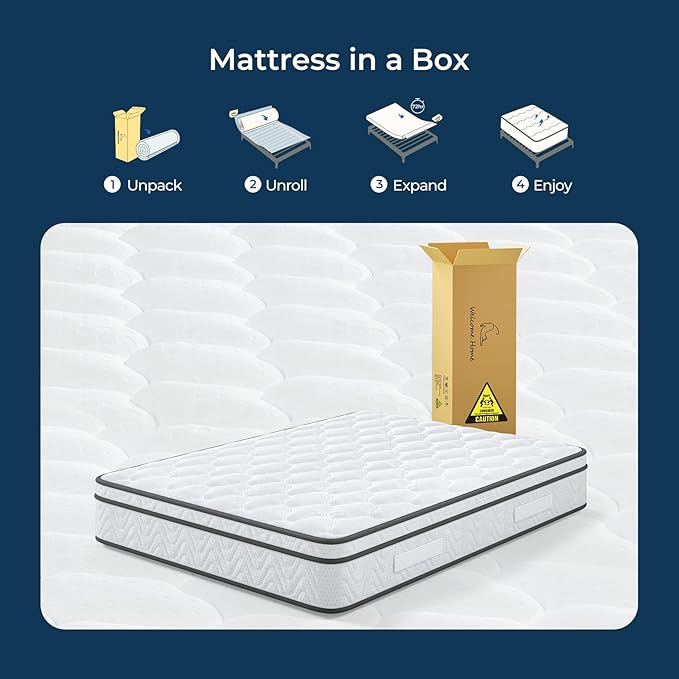 Vesgantti King Size Mattress 14 Inch, Fiberglass-Free | Cool Sleep Hybrid Mattress in a Box - Memory Foam & Pocket Springs, Ergonomic Design, Pressure Relief, Medium Firm Feel, 76"×80"×14"