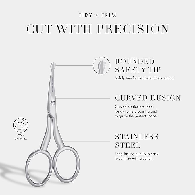 Tweezerman Pet Grooming Scissors, Stainless Steel Rounded Tip Trimming Shears for Dogs and Cats-Mewly Pet
