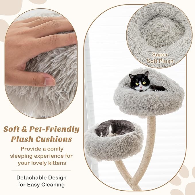 PETSITE 70" Tall Cat Tree, Cat Tower with Scratching Posts and Board, Multi-Level Cat Tower for Large Cats 20 lbs+ with 3 Cozy Perches and Dangling Balls, Modern Cat Tree for Indoor Cats Large Adult-Mewly Pet