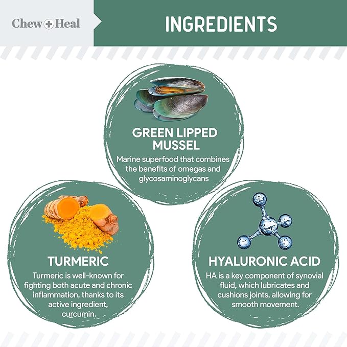 Glucosamine for Dogs Hip and Joint Supplement - 60 Senior Dogs Mobility Soft Chews - Made with Glucosamine, MSM, Chondroitin, Green Lipped Mussels and More - Made in The USA-Mewly Pet