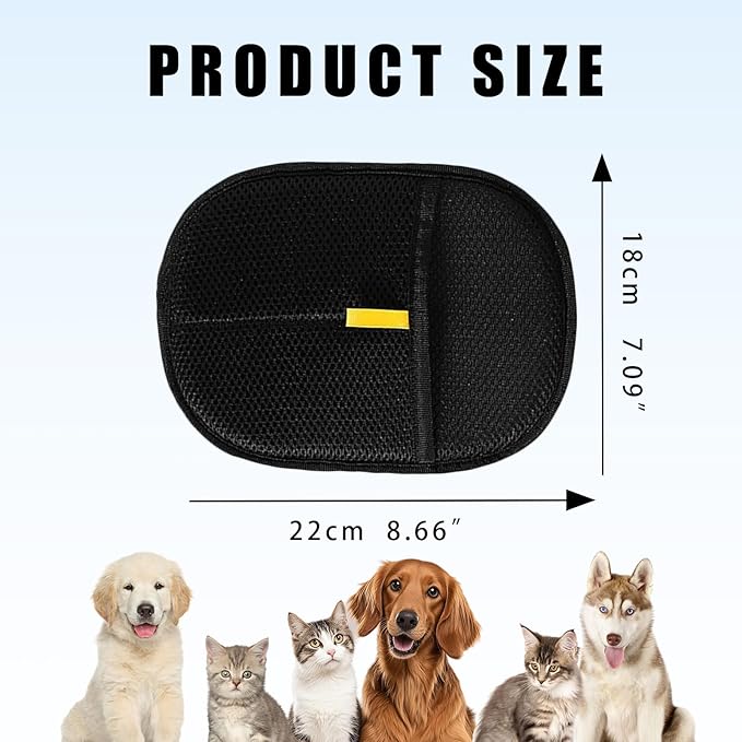 Pet Hair Removal Glove for Furniture, Carpet, Clothes and Car Seats, Electrostatic Cat & Dog Hair Removal Tool, Eco-Friendly Reusable Pet Hair Remover Glove with Silvervine Sticks (2 Gloves & 1 Stick)-Mewly Pet