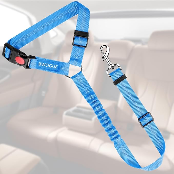 BWOGUE Pet Dog Cat Seat Belts, Car Headrest Restraint Adjustable Safety Leads Vehicle Seatbelt Harness (1 Pack)-Mewly Pet