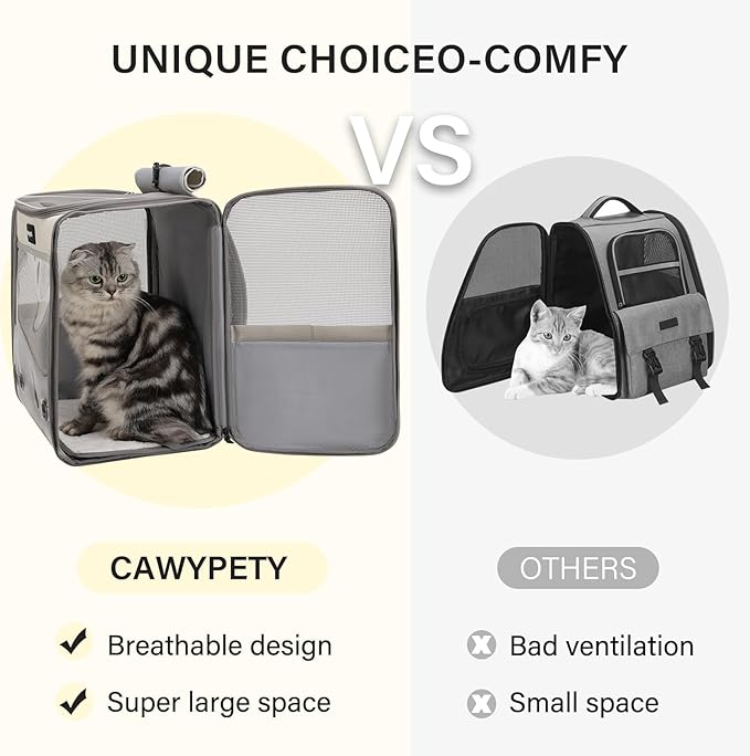 Cat Carrier Backpack,Cat Carrier with Window Blind，Cat Backpack for Small Cats Dogs, Safety Straps, Collapsible, Breathability,Designed for Travel, Hiking, Outdoor,Car-Mewly Pet
