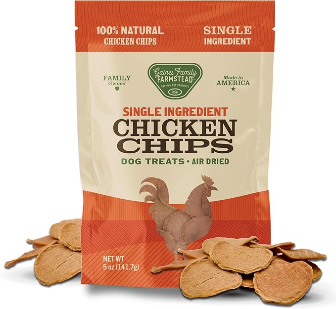 Gaines Family Farmstead Chicken Chips for Dogs – 6 oz Natural, High-Protein Dog Treats, Rawhide-Free Chews, Single Ingredient, Grain-Free, Made in USA-Mewly Pet