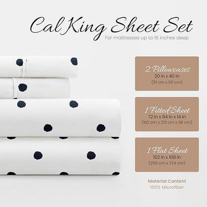 Linen Market 4 Piece California King Bedding Sheet Set (Navy Blue) - Sleep Better Than Ever with These Ultra-Soft Cooling Bed Sheets for Your California King Size Bed - Deep Pocket Fits 16" Mattress