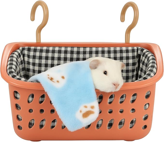 JWShang Rat Hammock for Cage - Chew Proof Warm Bed, Hanging Accessory for Small Animals, Mouse, Guinea Pig, Chinchilla, Sugar Glider (Small, Pink)-Mewly Pet