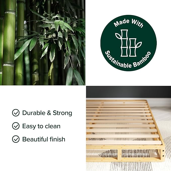 ZINUS Edgar 4 Inch Bamboo Box Spring, Mattress Foundation, Sturdy Bamboo Structure, Low Profile, Easy Assembly, King