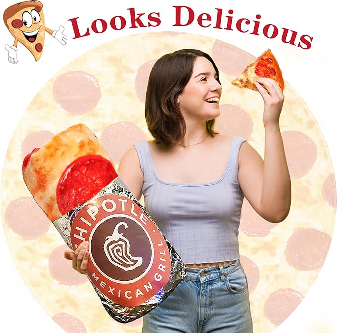 Jorbest Pizza Blanket Birthday Gifts for Women Men Teen Boys Girls, Double Sided Novelty Pizza Throw Blanket Funny Gifts for Adult and Kids, 285 GSM Soft Flannel Fun Food Blanket (Red, 60 inches) ﻿
