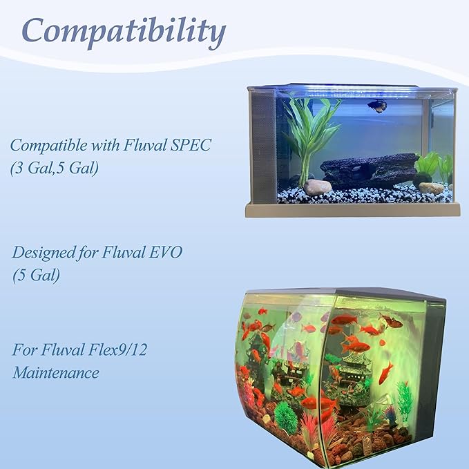 NEWKE 2 Set Aquarium Filter Media Compatible with Fluval SPEC EVO Flex Series, 8 PCS Aquarium Filter Replacement Includes 2 Carbon Media Pad, 2 Foam Filter, 2 Bag Bio Filter Balls & 2 Filter Cord-Mewly Pet