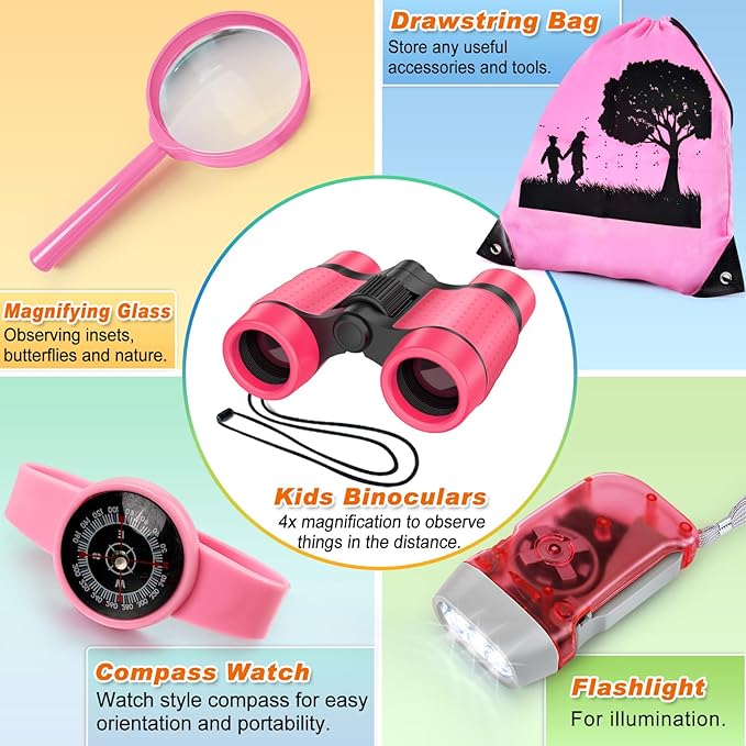 Kids Explorer Kit & Bug Catcher Kit, Camping Gear for Kids, Outdoor Exploration Set with Backpack & Binoculars, Ideal Outdoor Adventure Toys for Boys Girls 3-12-Mewly Pet