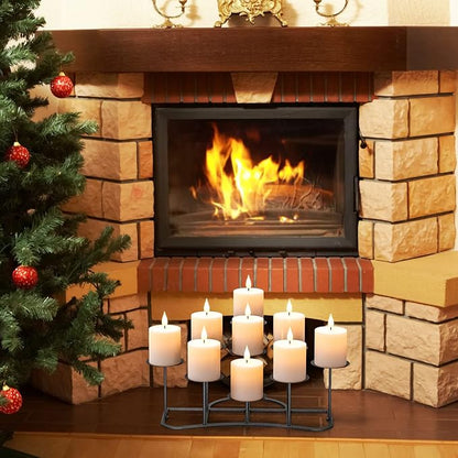 Black Metal Pillar Candle Candelabra for Fireplace/Table/Wedding/Christmas Decoration Iron Candle Holders of 9 DIY Home Decor