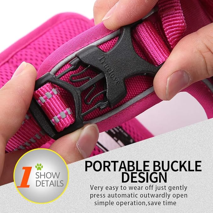 Truelove No Pull Dog Harness with Easy Control Handle and 2 Leash Attachments,Reflective Adjustable Pet Vest-Mewly Pet