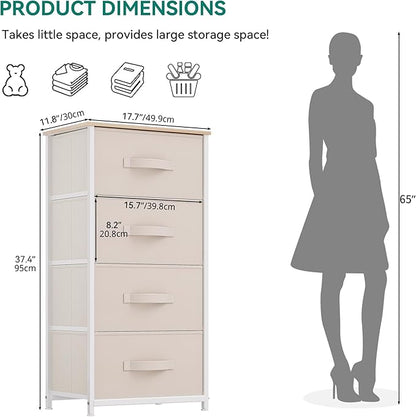 YITAHOME 4-Drawer Fabric Dresser, Dresser for Bedroom, Living Room, Hallway, Closet (Cream White)