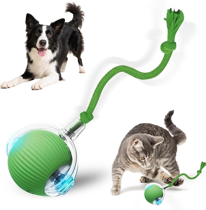 Interactive Cat Toy, 2025 New Interactive Rolling Cats Dog Toy Balls 360° Smart Automatic Rolling Pet Ball, Fast Moving Toy for Dog,Cat Ball Toy(Geen)-Mewly Pet