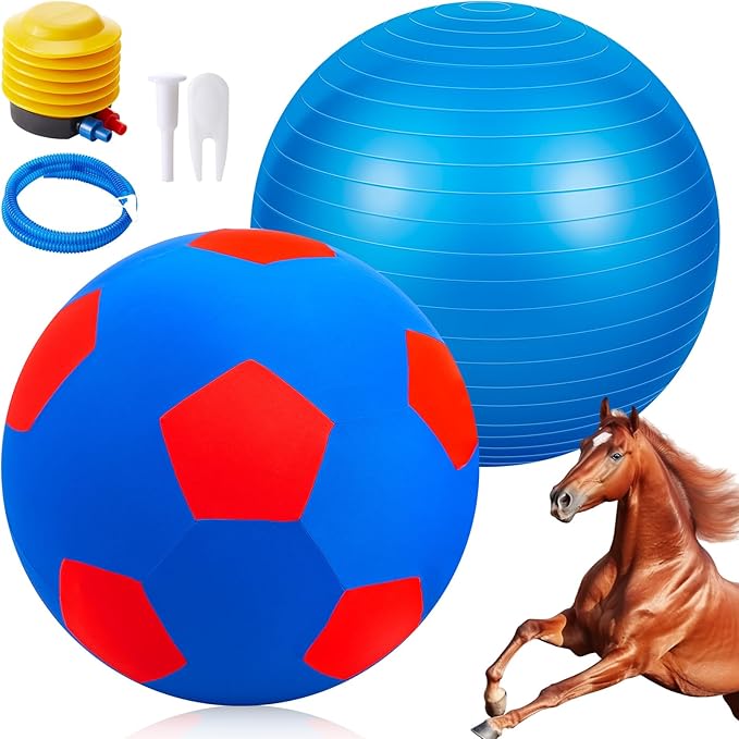 30inch Giant Herding Ball with Cover Anti Burst Ball Please Watch VCR for How to Inflation Horse Toys for Horses Stall Entertainment Play, Pump Included (Classic)-Mewly Pet